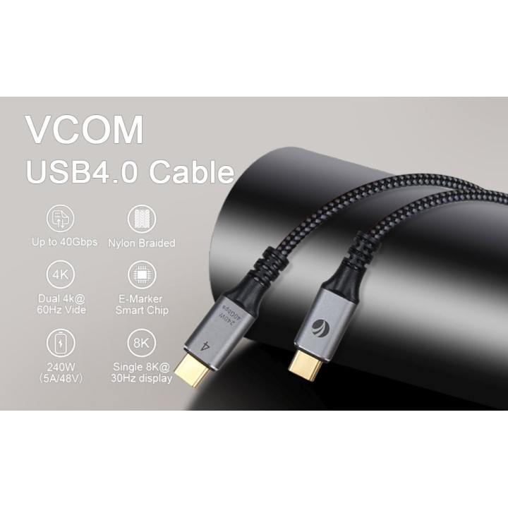 Кабел VCom USB4.0 Type-C/Type-C 40Gbps, 240W - CU541M-1.2m