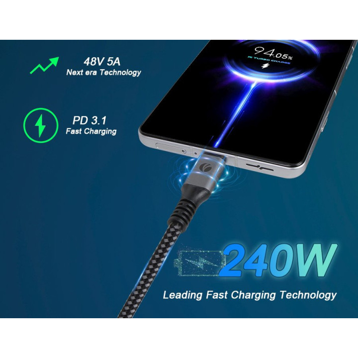 Кабел VCom USB4.0 Type-C/Type-C 40Gbps, 240W - CU541M-1.2m