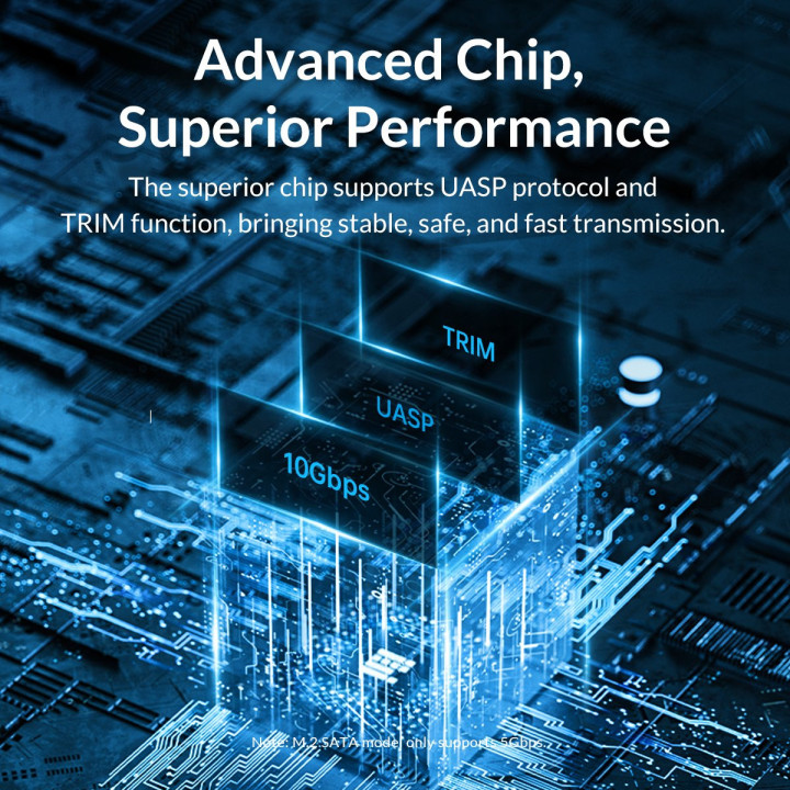 Външна кутия за диск Orico M.2 NVMe M/B key 10 Gbps Black - PWM2-G2-BK-EP