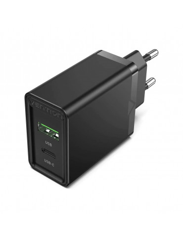 Бързо зарядно Vention Fast Charger Wall - QC4.0, PD Type-C   QC3.0 USB A, 20W Black - FBBB0