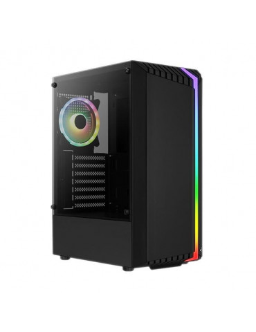 Кутия за компютър AeroCool Bionic с прозрачен панел и RGB лента - BIONIC-G-BK-V2