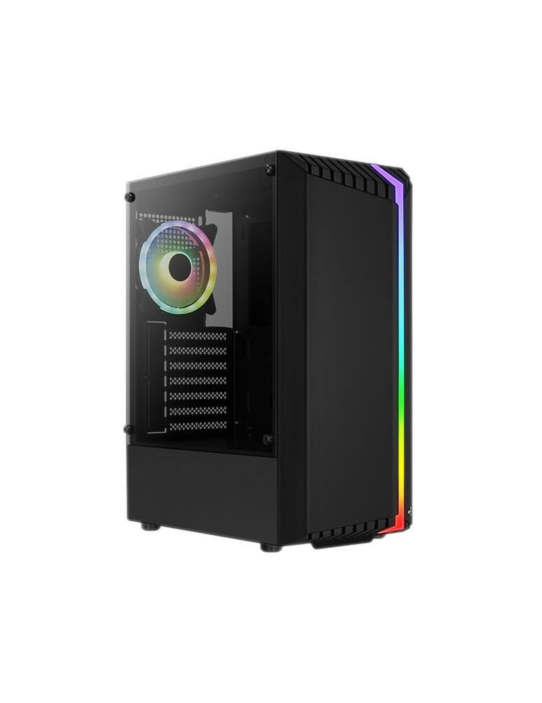 Кутия за компютър AeroCool Bionic с прозрачен панел и RGB лента - BIONIC-G-BK-V2