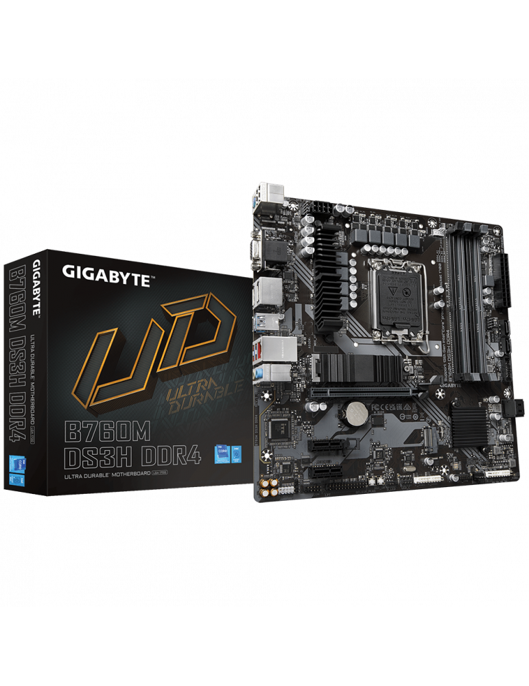 Дънна платка Gigabyte B760 DS3H AX, LGA1700, ATX 4xDDR4, WIFI 6E, PCIe 4.0