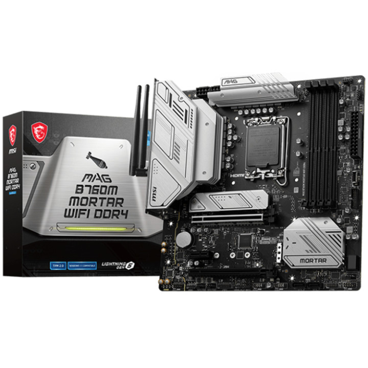 Дънна платка MSI MAG B760M MORTAR WIFI DDR4, mATX, LGA1700, DDR4, 2x M.2 slots