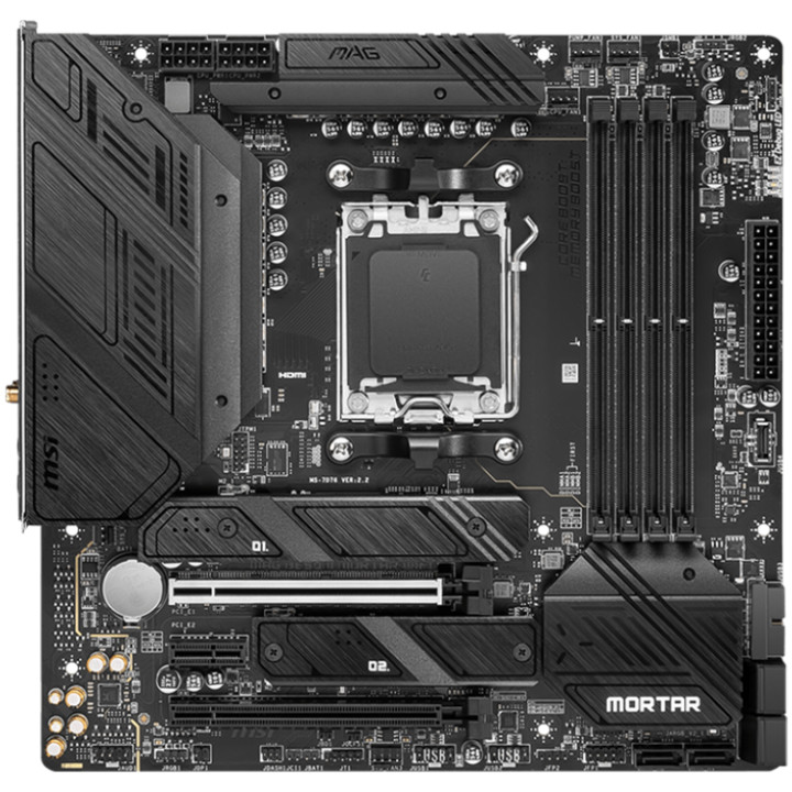 Дънна платка MSI MAG B650M MORTAR WIFI, mATX, AM5, DDR5, 2x M.2 slots
