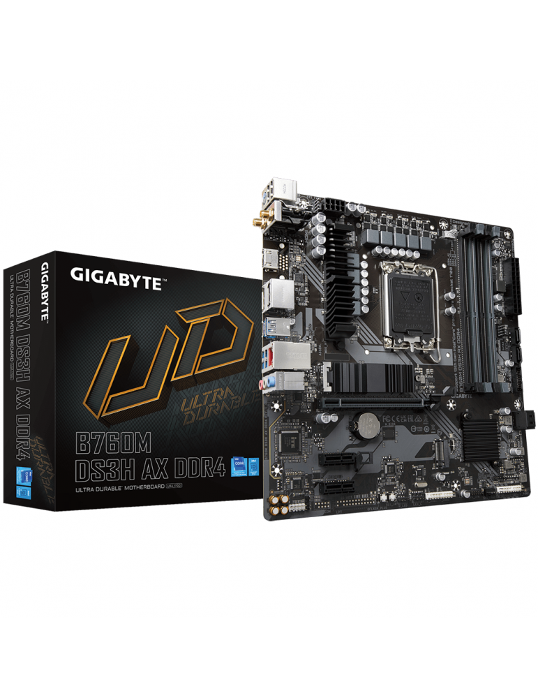 Дънна платка Gigabyte B760M DS3H AX, LGA1700, ATX 4xDDR4, WIFI 6E, PCIe 4.0