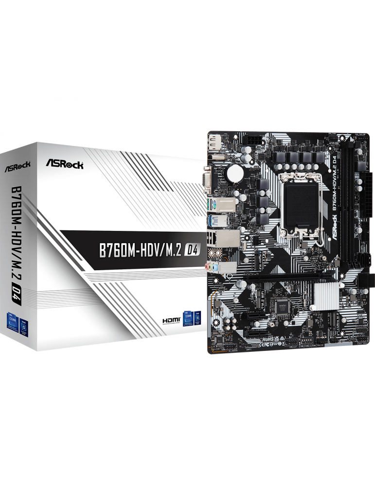Дънна платка AsRock B760M-HDV M.2, LGA1700, DDR4, ATX