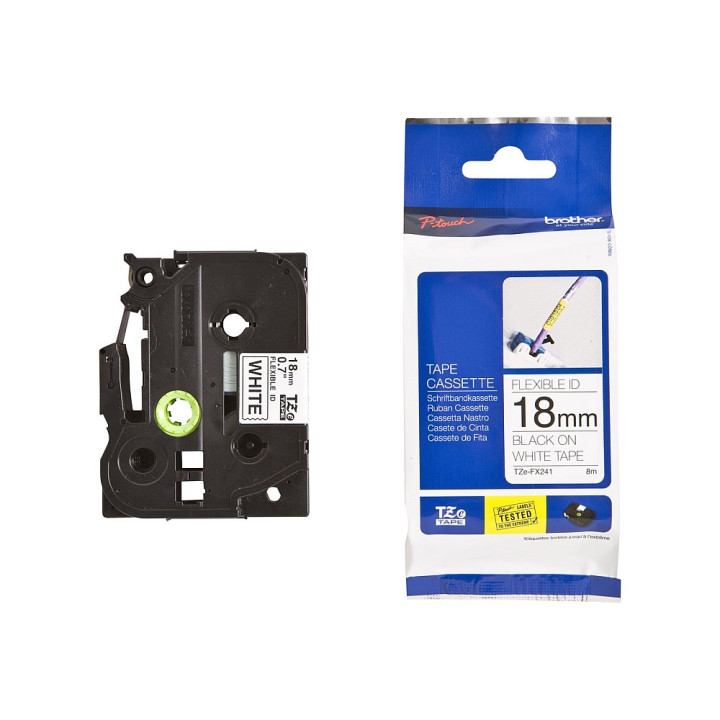 Brother TZe-FX241 Tape, Black on White, Flexible, 18mm, 8m - TZEFX241