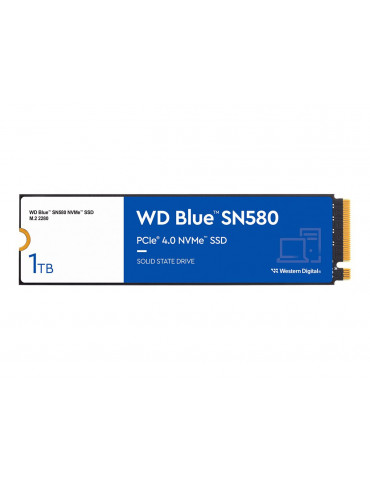 SSD диск Western Digital 1TB Blue SN580, PCI Express 4.0 x4 NVMe, 4150MBps (read) / 4150MBps (write) - WDS100T3B0E