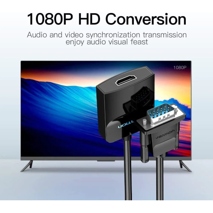 Адаптер  Vention VGA to HDMI with sound, Active converter with AUX-in and Micro USB power - ACNBB