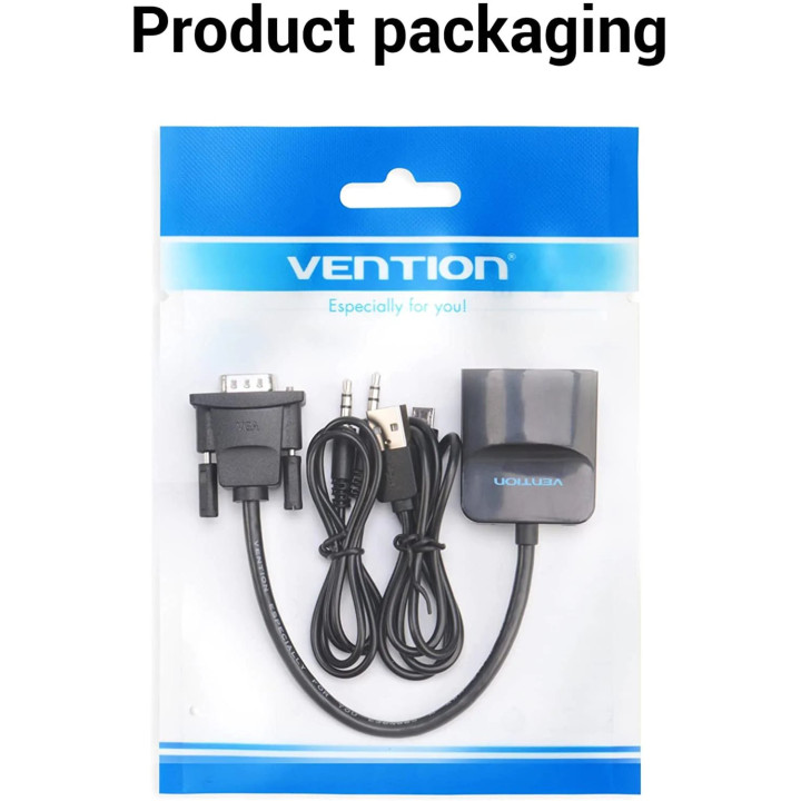 Адаптер  Vention VGA to HDMI with sound, Active converter with AUX-in and Micro USB power - ACNBB