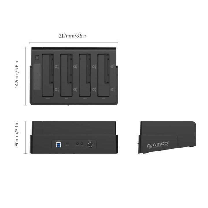 Докинг станция за дискове Orico  Storage / HDD / SSD Dock / Duplicator - 4x 2.5 and 3.5 inch USB3.0, black - 6648US3-C