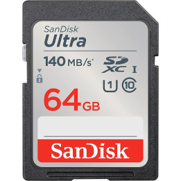 SD карта Sandisk 64GB Ultra SDXC, Class 10, U1, 140 Mb/s - SDSDUNB-064-GN6IN