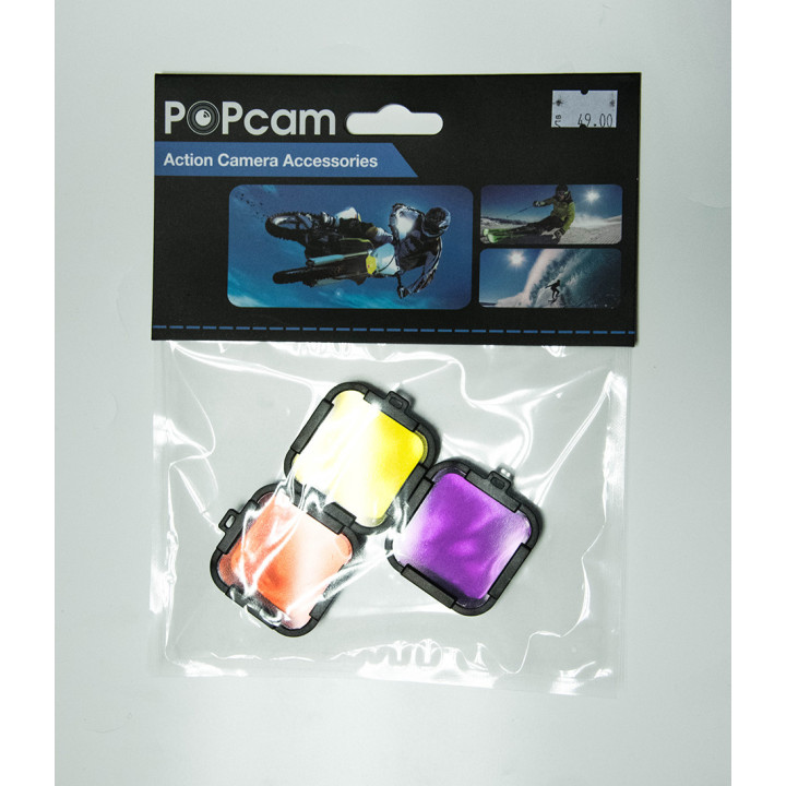 POPcam комплект филтри 3 цвята, съвместимост с GoPro Hero4 Session