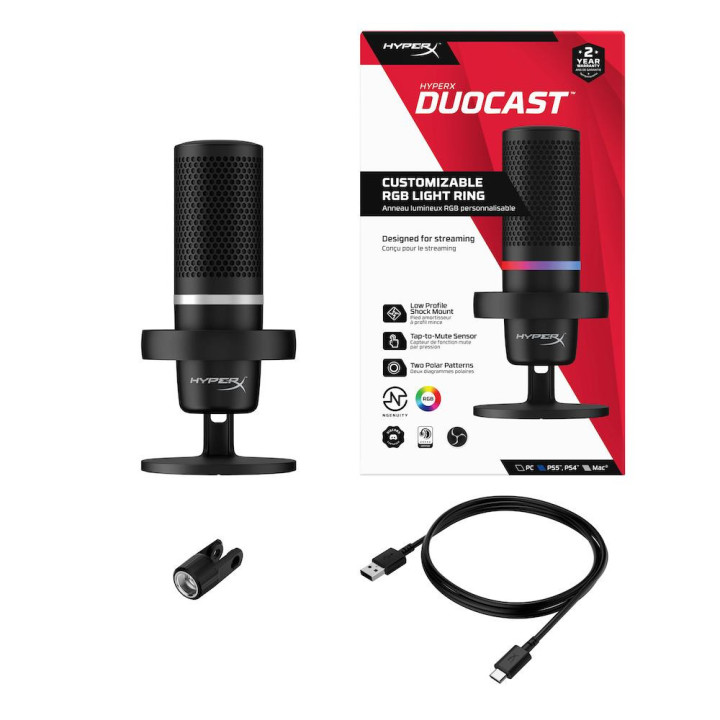 Микрофон HyperX DuoCast, USB, черен - 4P5E2AA