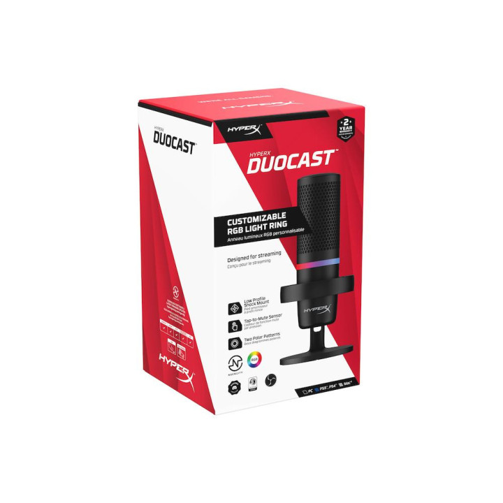 Микрофон HyperX DuoCast, USB, черен - 4P5E2AA