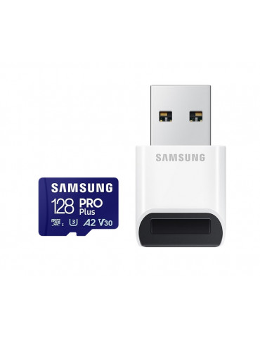 SD карта Samsung 128GB micro SD Card PRO Plus with USB Reader, UHS-I, Read 180MB/s - Write 130MB/s - MB-MD128SB/WW