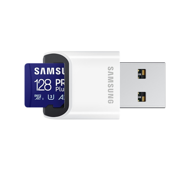 SD карта Samsung 128GB micro SD Card PRO Plus with USB Reader, UHS-I, Read 180MB/s - Write 130MB/s - MB-MD128SB/WW