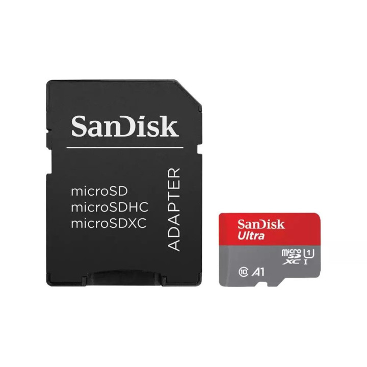 SD карта Sandisk 256GB Ultra microSDXC, A1, UHS-I, U1, Class 10, 150MB/s, Адаптер - SDSQUAC-256G-GN6MA