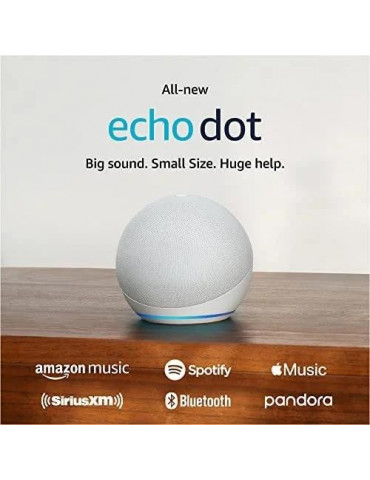 Преносима смарт тонколона Amazon Echo Dot 5, Гласов асистент, Alexa, Бял
