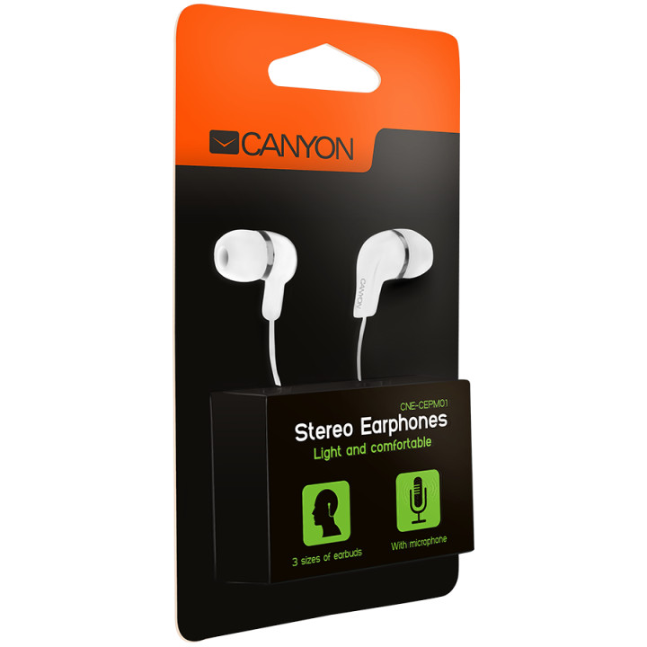 Слушалки Canyon CNE-CEPM01W с микрофон, бели