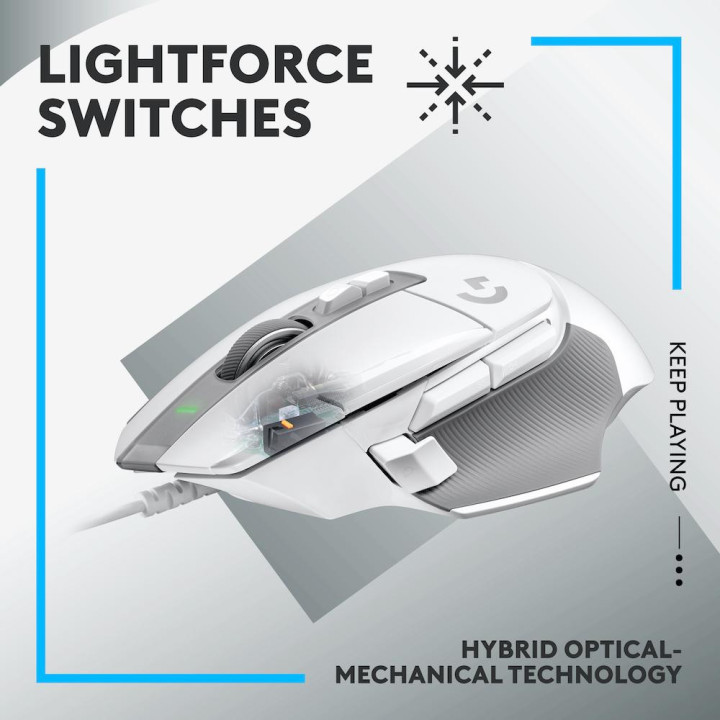 Геймърска мишка Logitech G502 X, USB, бял - 910-006146