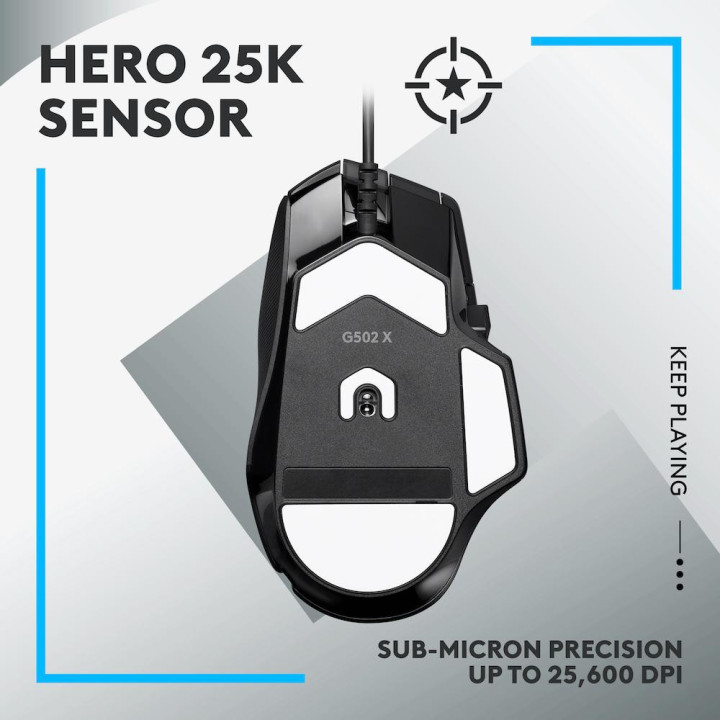 Геймърска мишка Logitech G502 X, USB, черен - 910-006138