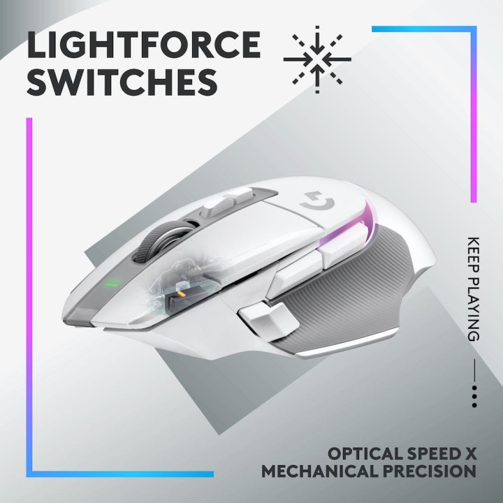 Геймърска мишка Logitech G502 X Plus White Lightsync RGB - 910-006171