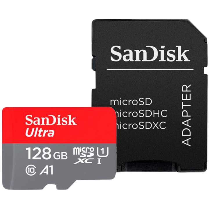 SD карта SanDisk 128GB   SD Adapter Ultra microSDXC 140MB/s  A1 Class 10 UHS-I - SDSQUAB-128G-GN6MA