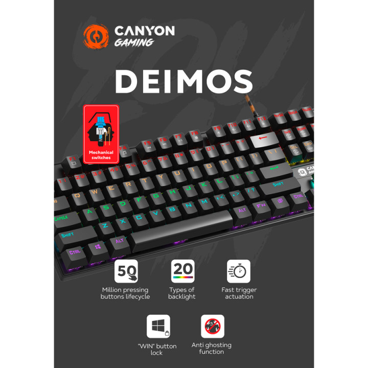 Механична геймърска клавиатура Canyon Deimos GK-4, черен - CND-SKB4-US