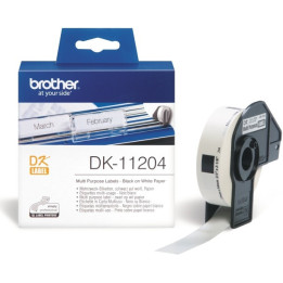 Brother DK-11204 Multi Purpose Labels, 17mmx54mm, 400 labels per roll, Black on White
