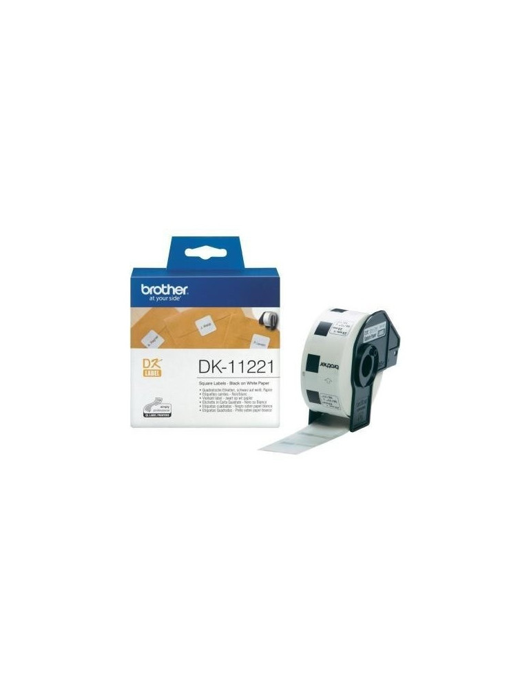 Brother DK-11221 Square Paper Labels, 23mmx23mm, 1000 labels per roll (Black on White)