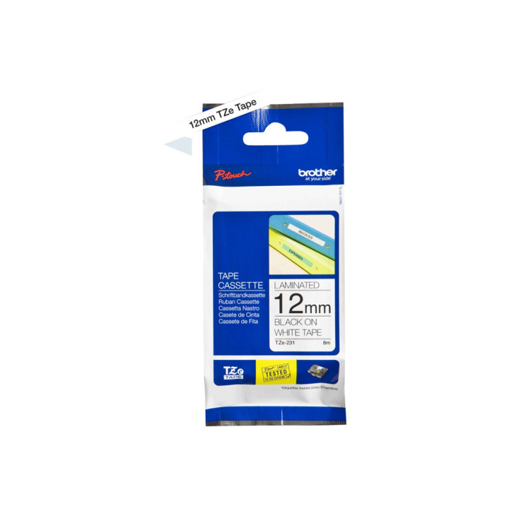 Brother TZe-231 Tape Black on White Laminated 12mm - Eco