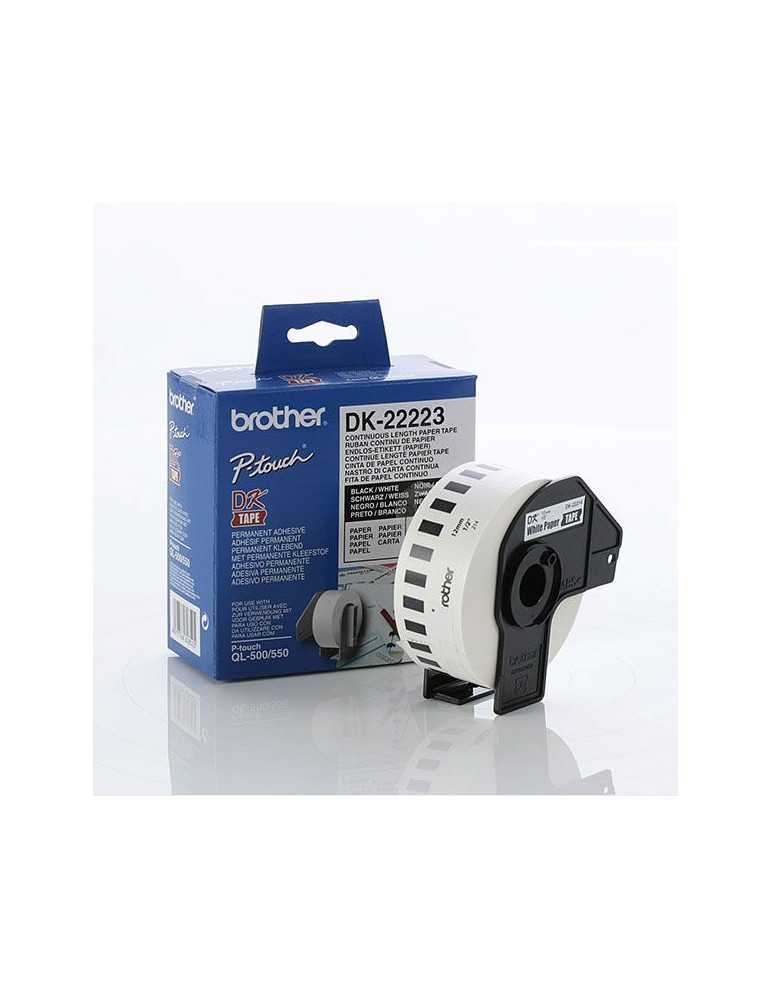 Brother DK-22223 White Continuous Length Paper Tape 50mm x 30.48m, Black on White