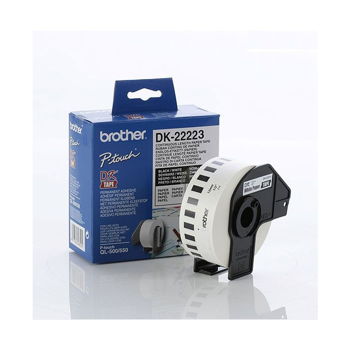 Brother DK-22223 White Continuous Length Paper Tape 50mm x 30.48m, Black on White