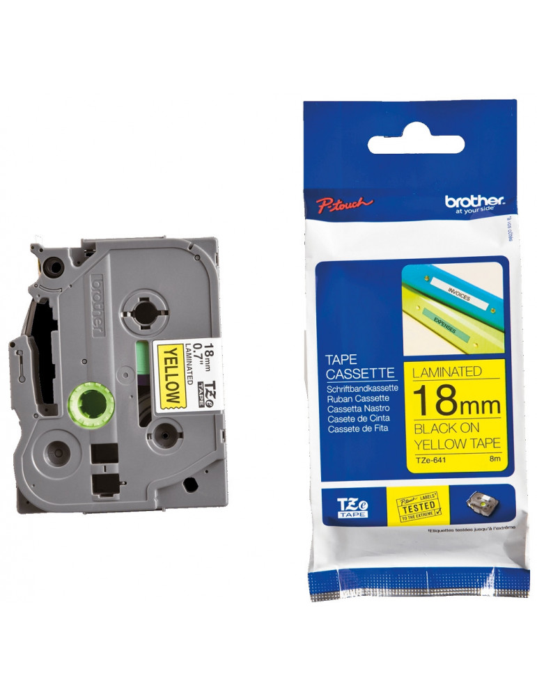 Brother TZe-641 Tape Black on Yellow, Laminated, 18mm Eco