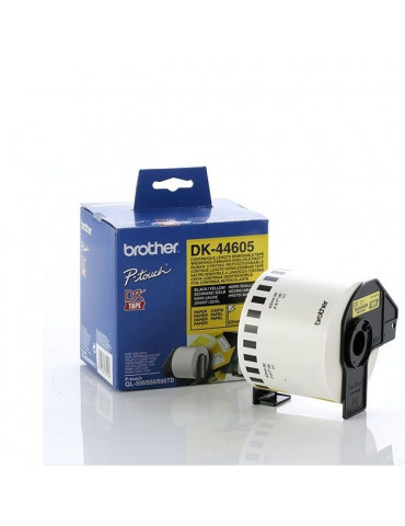 Brother DK-44605 Yellow Continuous Length Removable Paper Tape, 62mmx30.48m, Black on Yellow