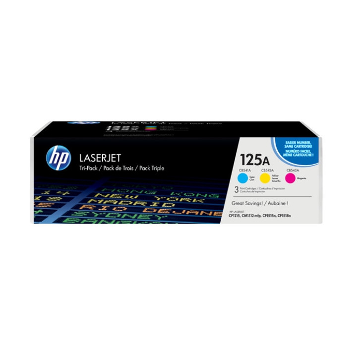 HP 125A CYM Tri-Pack LaserJet Toner Cartridge