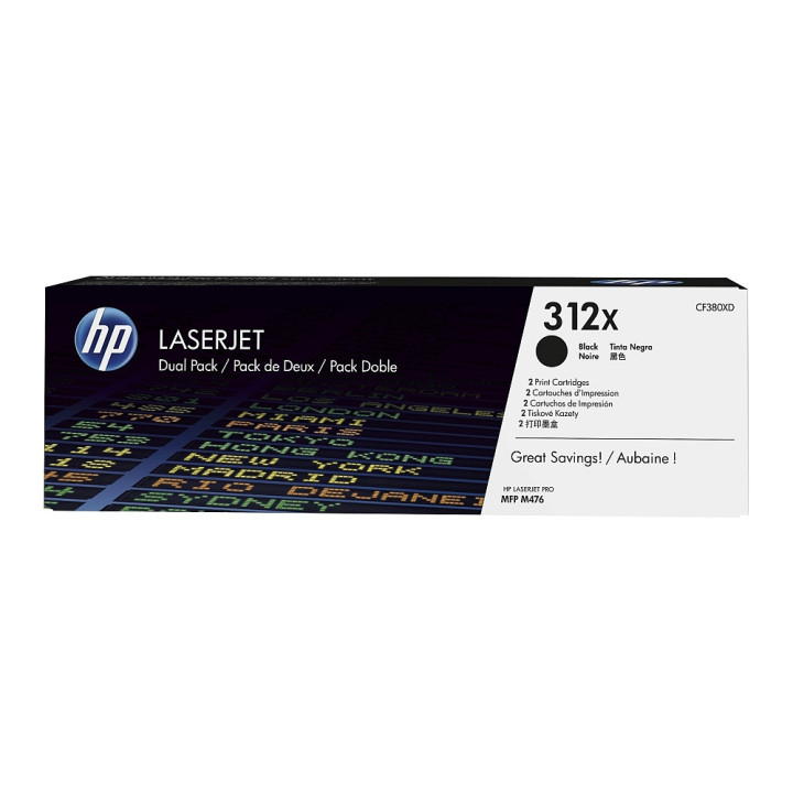 HP 312X 2-pack High Yield Black LaserJet Toner Cartridges (CF380XD)