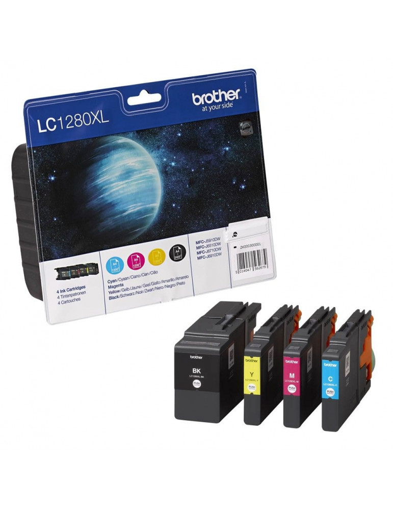 Brother LC-1280XL BK/C/M/Y Value Bonus Pack Ink Cartridge for MFC-J6510/J6910