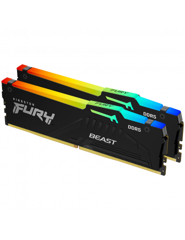 RAM памет Kingston 32GB(2x16GB) DDR5 5200MHz CL36 DIMM FURY Beast RGB - KF552C36BBEAK2-32