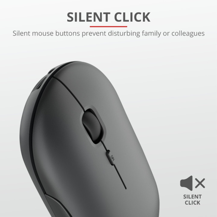 Безжична мишка Trust Puck, презареждаща се, Bluetooth, черен - 24059