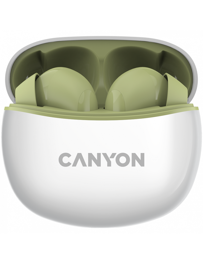 Bluetooth слушалки Canyon TWS-5 с микрофон, BT V5.3, зелен - CNS-TWS5GR