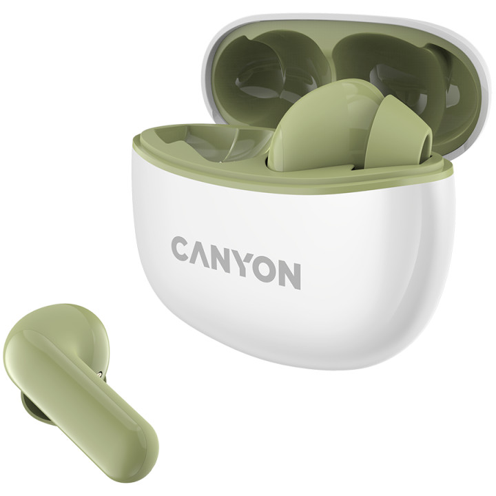 Bluetooth слушалки Canyon TWS-5 с микрофон, BT V5.3, зелен - CNS-TWS5GR