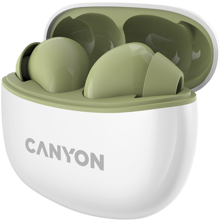 Bluetooth слушалки Canyon TWS-5 с микрофон, BT V5.3, зелен - CNS-TWS5GR