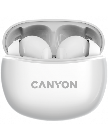 Bluetooth слушалки Canyon TWS-5 с микрофон, BT V5.3, бял - CNS-TWS5W