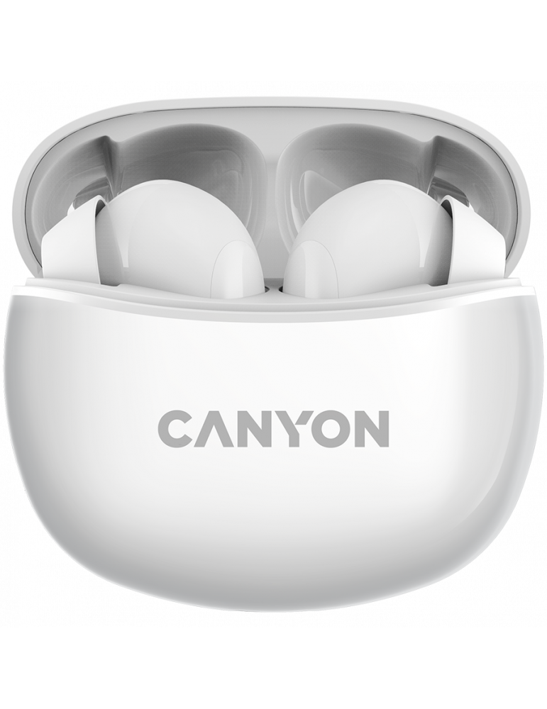 Bluetooth слушалки Canyon TWS-5 с микрофон, BT V5.3, бял - CNS-TWS5W
