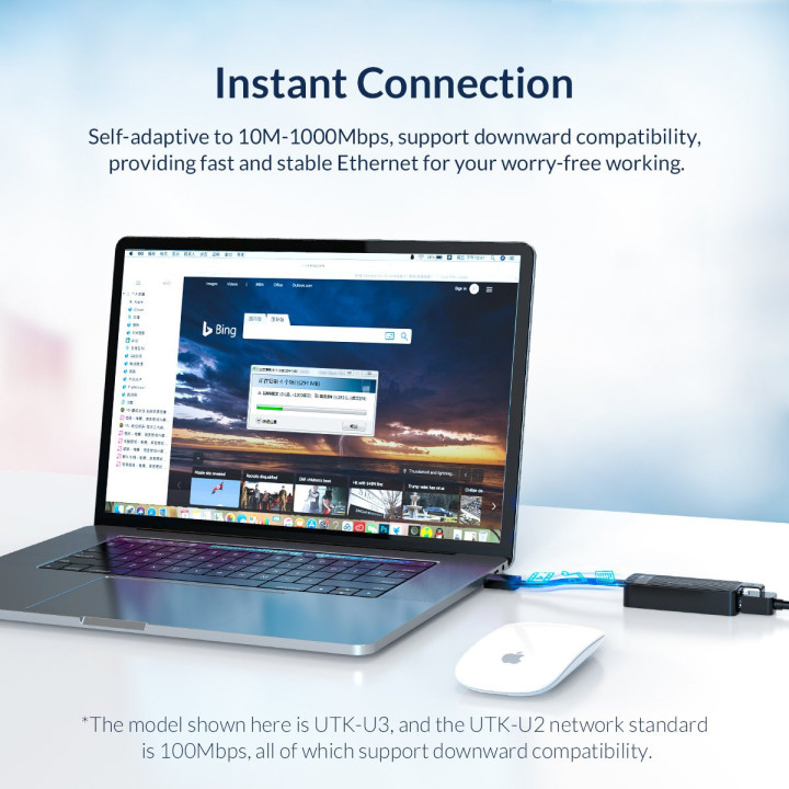Адаптер Orico USB to LAN 100Mbps black - UTK-U2 - UTK-U2-BK