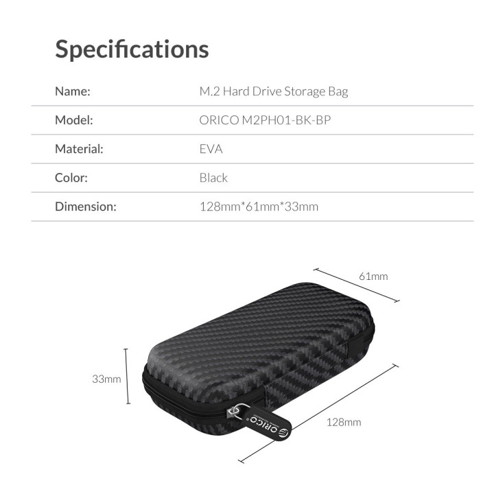 Калъф за външен диск Orico NVMe Black - M2PH01-BK