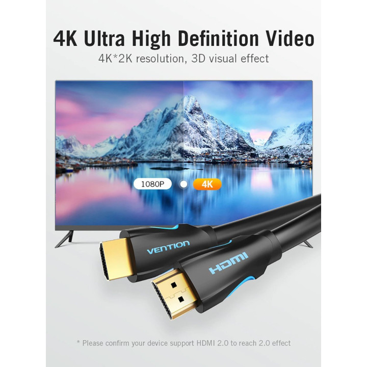 Кабел Vention HDMI 2.0 15.0m - 4K/60Hz Black - VAA-M02-B1500